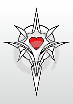 Elegant design element with lines around the heart symbol