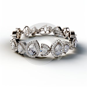 Elegant Diamond Bracelet With Halo Design In 18k White Gold