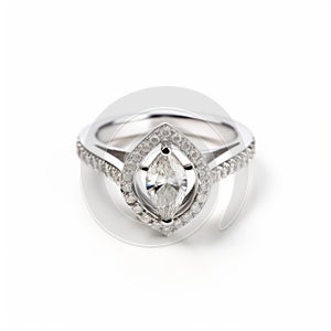 Elegant Diamond Engagement Ring With Halo Design In 18k White Gold
