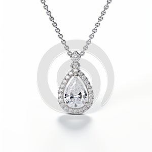 Elegant Diamond Pear Necklace With Halo Design In 18k White Gold