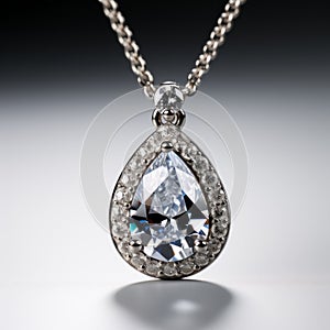 Elegant Diamond Pear Shaped Pendant In Light Blue And White