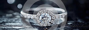 Elegant Diamond Ring on Dark Surface