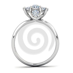 Diamond ring isolated on white background. AI Generated illustration