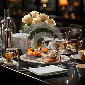 An elegant dining table in a luxurious restaurant