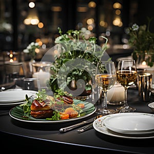 An elegant dining table in a luxurious restaurant