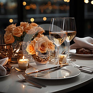 An elegant dining table in a luxurious restaurant.