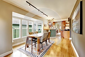 Elegant dining table set in kitchen room