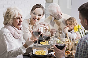 Elegant dinner of a multigenerational family