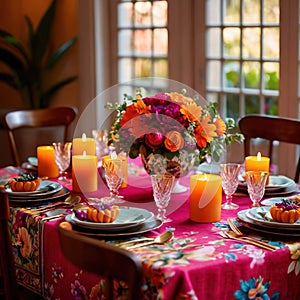 Elegant dinner setting arrangement for fancy special occasion such as wedding