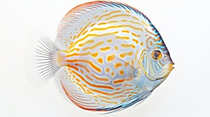 Elegant Discus Fish With Intricate Patterns On White Background