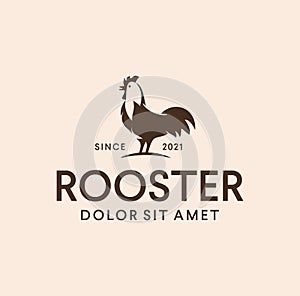 Elegant drawing vector rooster logo design inspiration Stock Vector. Chicken Cock Livestock farm Logo Icon Silhouette