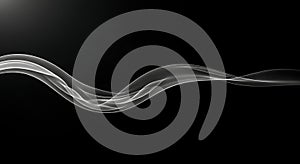 Abstract White Wave on Black Background
