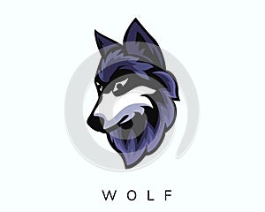 Elegant e-sport Head Wolf art logo design inspiration