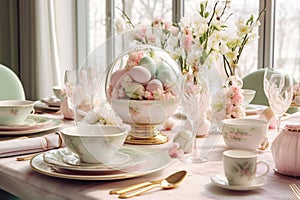 Elegant Easterthemed table setting with fine