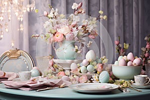 Elegant Easterthemed table setting with fine