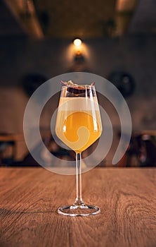 Elegant eggnog yellow passion fruit cocktail