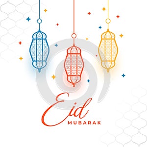 elegant eid ul fitr cultural background with artistic style lamp photo