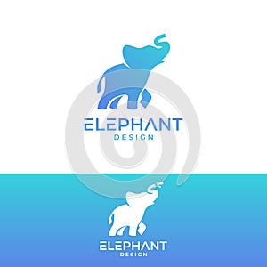 Elegant Elephant Animal Design with Water Spray Logo Concept