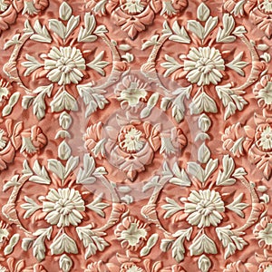 Elegant Embossed Floral Pattern on Textured Fabric Background