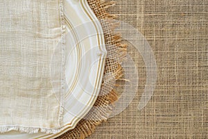 Elegant fabric textures with burlap accents