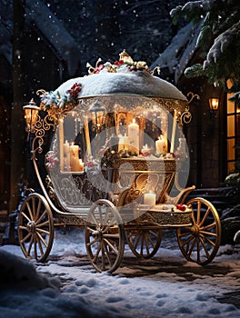 Elegant Fairy Tale Carriage in a Snowy Wonderland