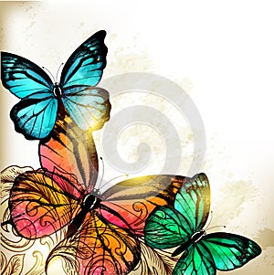 Elegant Fashion background with butterflies photo