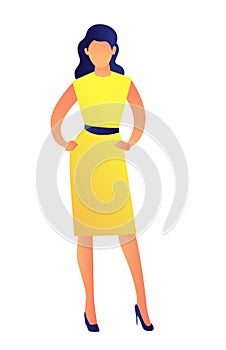 Elegant fashion model in dress vector illustration.