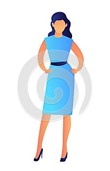 Elegant fashion model in dress vector illustration.