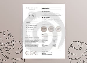 Elegant feminine CV resume template - elegant stylish design -