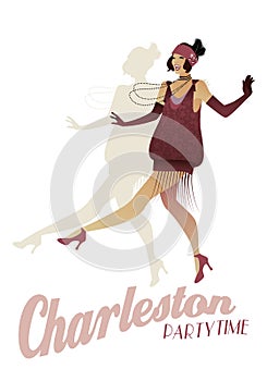 Elegant flapper. Stylish woman dancing charleston