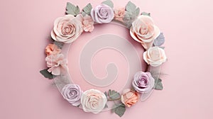 An elegant floral collection with beautiful colorful flowers and leaves in the shape of a circle.