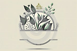 Elegant floral emblem illustration, copy space