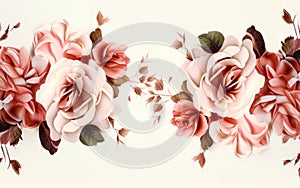 Elegant Floral Frame of Soft Roses in Pastel Tones for Invitations and Romantic Backgrounds