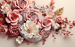 Elegant Floral Frame of Soft Roses in Pastel Tones for Invitations and Romantic Backgrounds