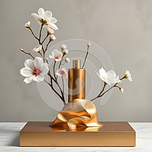 Elegant Floral-Inspired Art Piece on Bronze with Ivory Accents photo