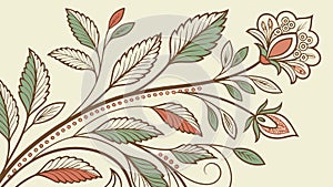 Elegant Floral Pattern with Abstract Swirl Elements, vector design Generative AI