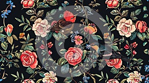 Elegant floral pattern with dark elegance touch