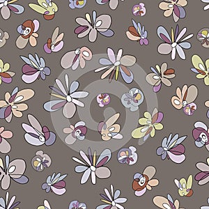 Elegant floral pattern. Seamless vector printing with stylized flowers. Botanical composition on a bege background. Template for