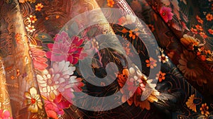 Elegant Floral Pattern on Sheer Fabric photo