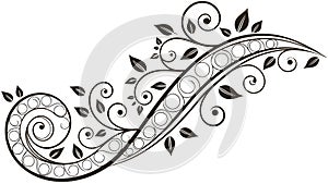 Elegant Floral Scroll Design, Intricate Botanical Decorative Element, vector design Generative AI