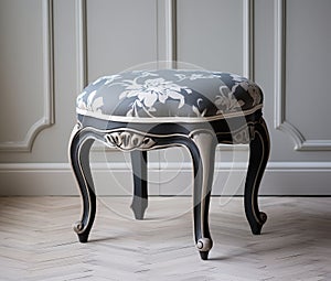 Elegant Floral Upholstered Stool