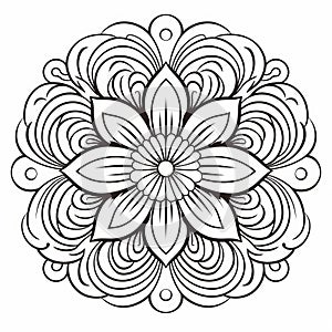 Elegant Flower Mandala Coloring Page For Serene Relaxation