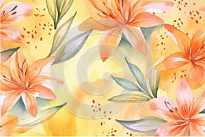 elegant Flower watercolor art background vector. Wallpaper design with floral paint brush leaves and flowers