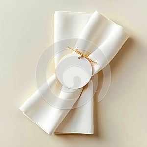 Elegant Folded Napkin with Blank Tag Event Table Setting Design Template