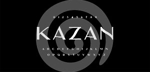 Kazan Stylish elegant vector composite font. set of letters english alphabet. uppercase letters and numbers eps 10