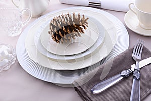 Elegant Formal Dining Thanksgiving Table Setting.