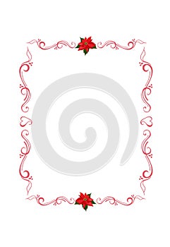 Elegant frame made of flourishes and poinsettia flowers