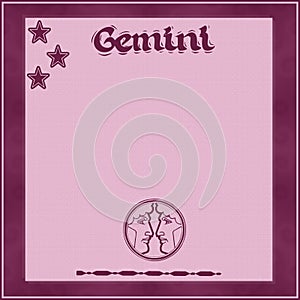 Elegant frame with zodiac sign-Gemini photo