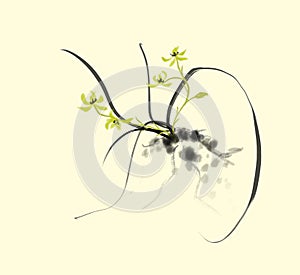 Elegant freehand orchid ink painting Chinese painting