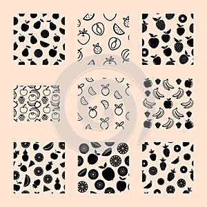 Elegant Fruits Seamless Pattern Collection . photo